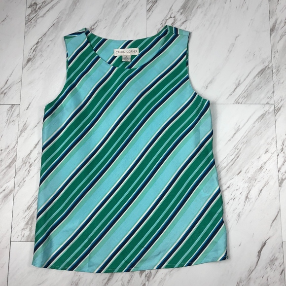 Casual Corner Tops - Blue Striped Blouse Size 2 NWOT!.